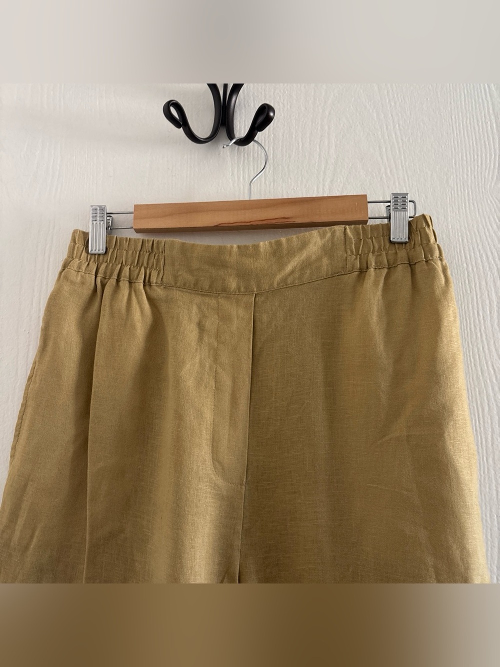Zara 100% Linen Pull-On Pants Size M Camel Tan Pockets - Picture 3 of 8